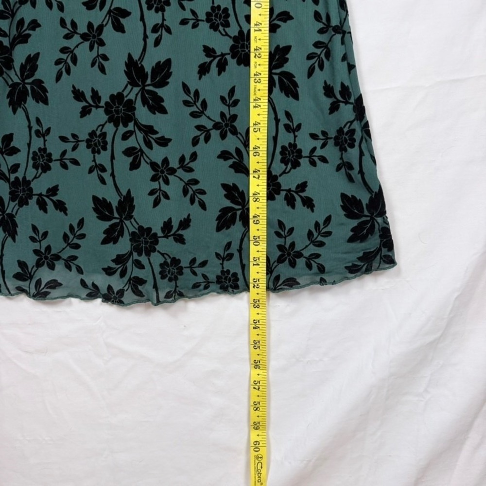 Pretty Garden Maxi Dress S Green Velvet Burnout Long Bell Sleeve Whimsigoth - Picture 14 of 14